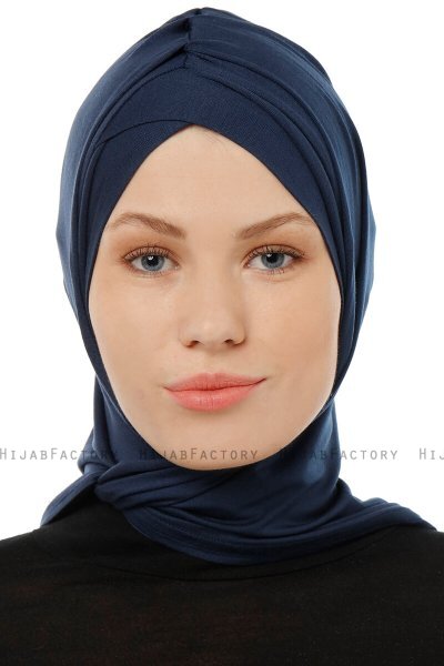 Isra Cross - Hijab One-Piece Viscosa Azul Marino