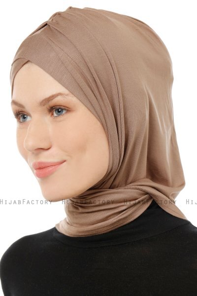 Isra Cross - Hijab One-Piece Viscosa Taupe Oscuro