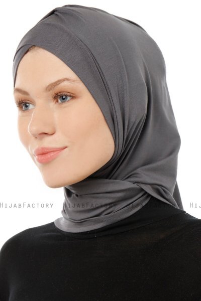 Isra Cross - Hijab One-Piece Viscosa Gris Oscuro