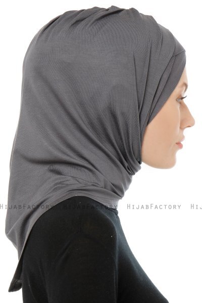 Isra Cross - Hijab One-Piece Viscosa Gris Oscuro