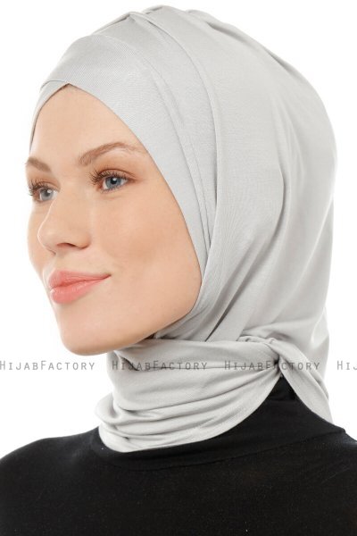 Isra Cross - Hijab One-Piece Viscosa Gris Claro