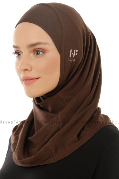 Hanfendy Plain Logo - Hijab One-Piece Marrón