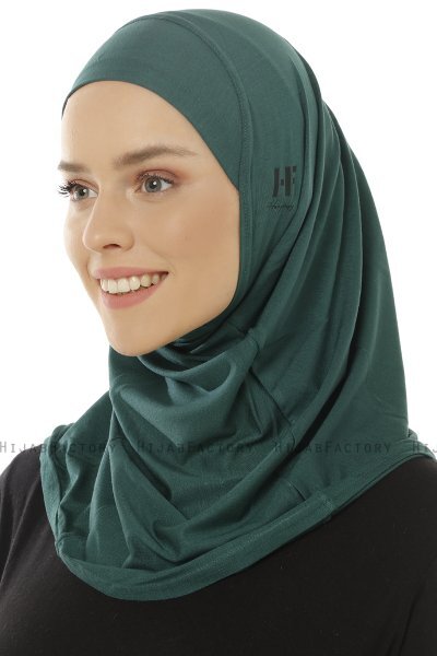 Hanfendy Plain Logo - Hijab One-Piece Verde Oscuro