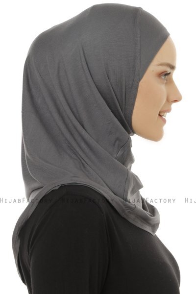 Hanfendy Plain Logo - Hijab One-Piece Gris Oscuro