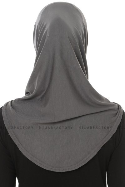Hanfendy Plain Logo - Hijab One-Piece Gris Oscuro