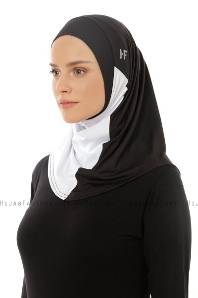 Esin - Hijab One-Piece Negro & Blanco & Gris Claro
