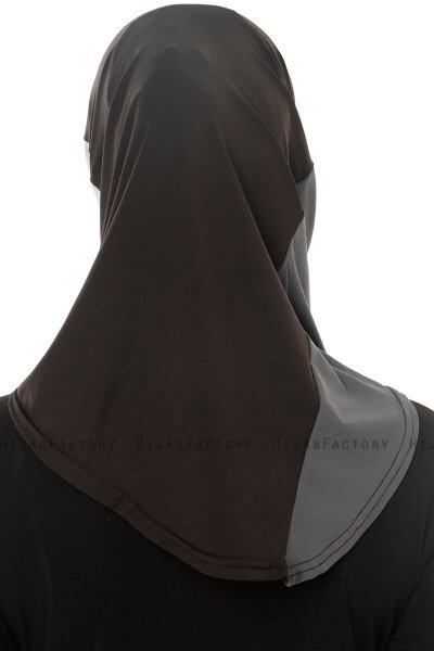 Esin - Hijab One-Piece Negro & Gris Claro & Antracita