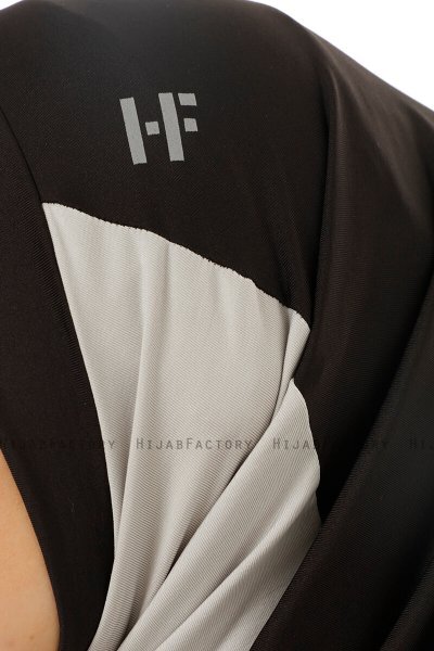 Esin - Hijab One-Piece Negro & Gris Claro & Antracita