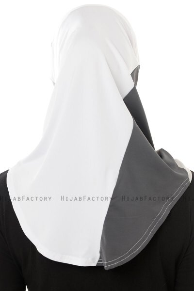 Esin - Hijab One-Piece Blanco & Gris Claro & Antracita