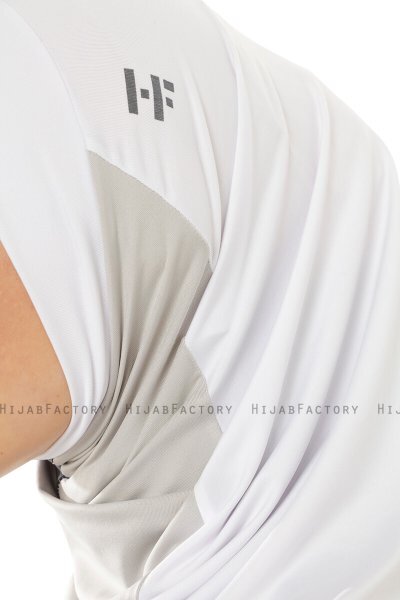 Esin - Hijab One-Piece Blanco & Gris Claro & Antracita