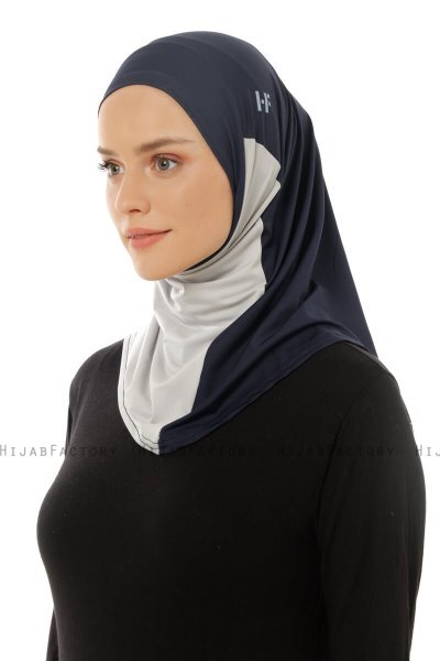 Esin - Hijab One-Piece Azul Marino & Gris Claro & Azul Claro
