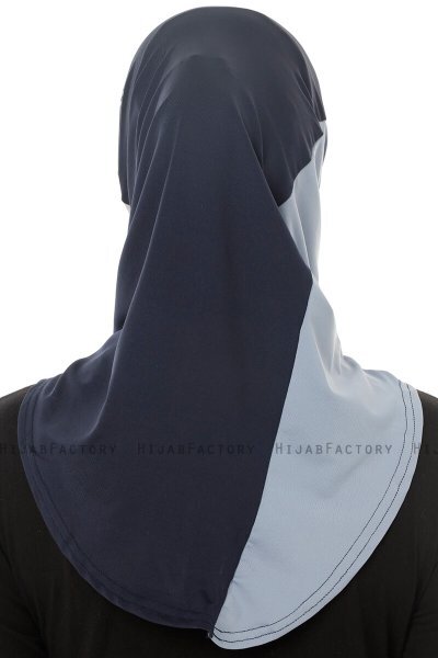 Esin - Hijab One-Piece Azul Marino & Gris Claro & Azul Claro