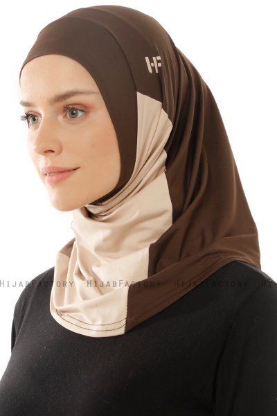 Esin - Hijab One-Piece Marrón & Taupe Claro & Taupe Oscuro