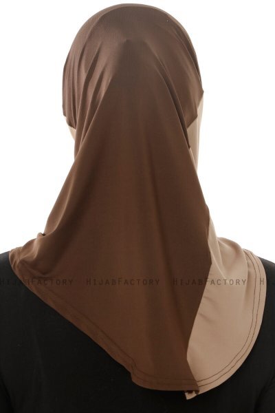 Esin - Hijab One-Piece Marrón & Taupe Claro & Taupe Oscuro