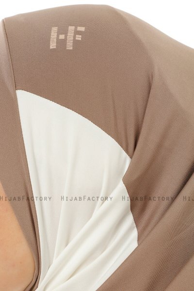 Esin - Hijab One-Piece Taupe Oscuro & Creme & Taupe Claro
