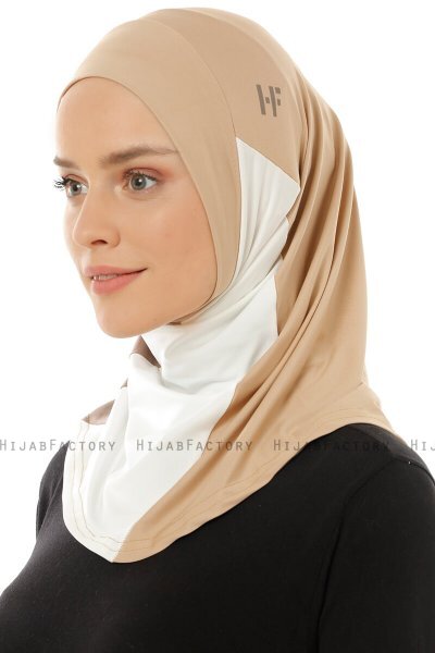 Esin - Hijab One-Piece Beige & Creme & Taupe Oscuro