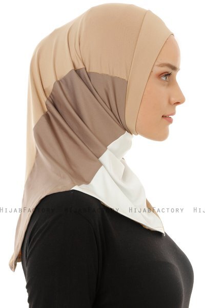 Esin - Hijab One-Piece Beige & Creme & Taupe Oscuro