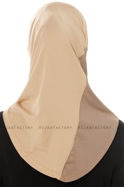 Esin - Hijab One-Piece Beige & Creme & Taupe Oscuro