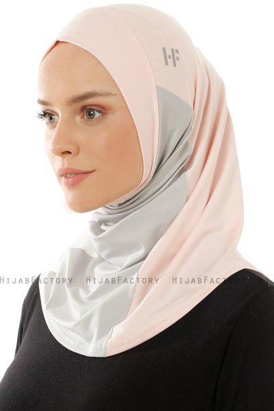 Esin - Hijab One-Piece Rosa De Antaño & Gris Claro & Crema