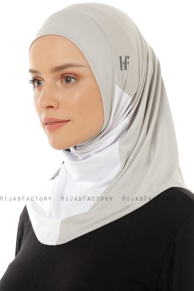 Esin - Hijab One-Piece Gris Claro & Blanco & Antracita