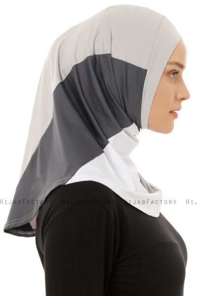Esin - Hijab One-Piece Gris Claro & Blanco & Antracita