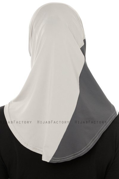 Esin - Hijab One-Piece Gris Claro & Blanco & Antracita