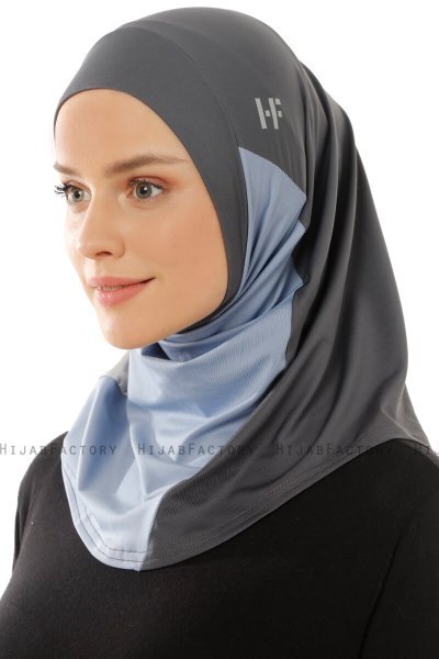 Esin - Hijab One-Piece Antracita & Azul Claro & Gris Claro