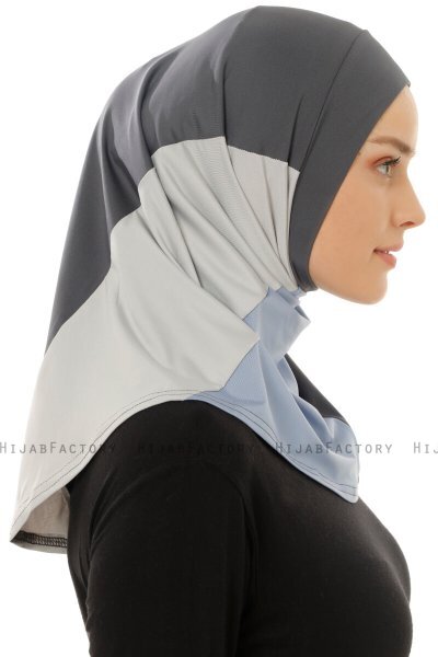 Esin - Hijab One-Piece Antracita & Azul Claro & Gris Claro