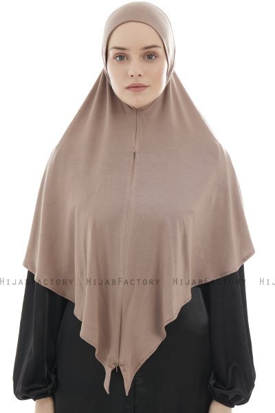 Ajda - Hijab Taupe Oscuro Con Cremallera