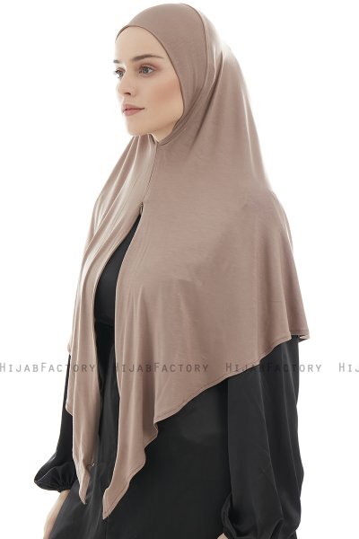 Ajda - Hijab Taupe Oscuro Con Cremallera