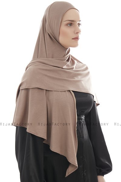 Ajda - Hijab Taupe Oscuro Con Cremallera