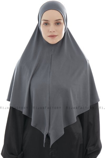 Ajda - Hijab Gris Oscuro Con Cremallera