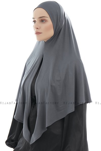 Ajda - Hijab Gris Oscuro Con Cremallera