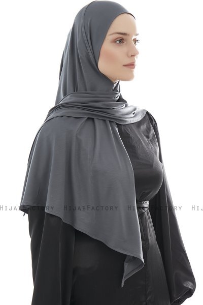Ajda - Hijab Gris Oscuro Con Cremallera