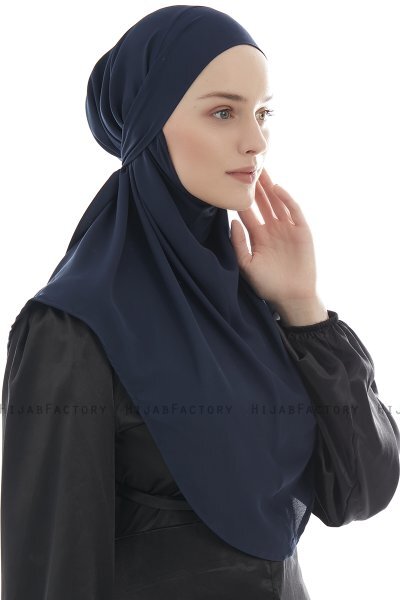 Ebrar - Hijab Al Amira Azul Marino Crepe Chiffon