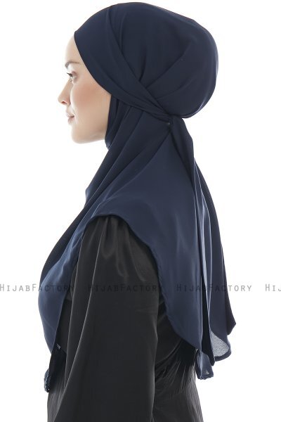 Ebrar - Hijab Al Amira Azul Marino Crepe Chiffon