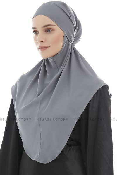 Ebrar - Hijab Al Amira Crepe Chiffon Gris Oscuro
