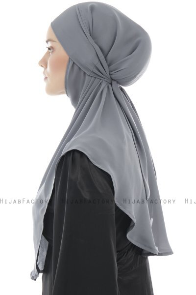 Ebrar - Hijab Al Amira Crepe Chiffon Gris Oscuro