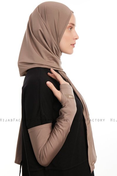 Azize - Pro Scarf Sport Hijab Set Taupe Oscuro