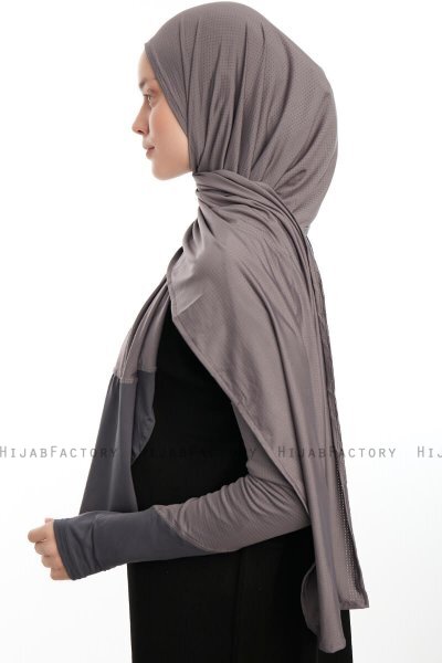 Azize - Pro Scarf Sport Hijab Set Gris Oscuro