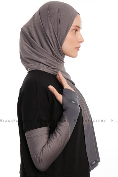 Azize - Pro Scarf Sport Hijab Set Gris Oscuro