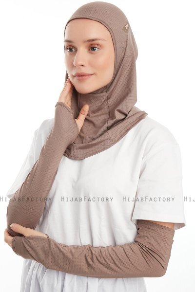 Bayda - Pro Sport Hijab Set Taupe Oscuro
