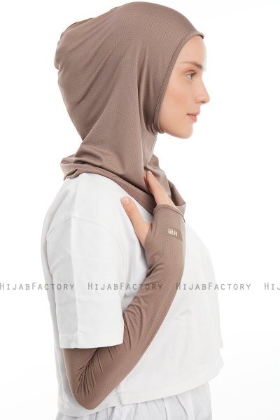 Bayda - Pro Sport Hijab Set Taupe Oscuro
