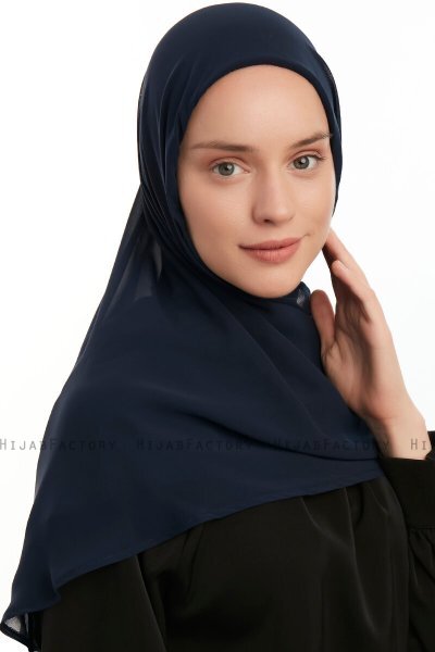 Eylem - Hijab Chiffon One Piece Azul Marino