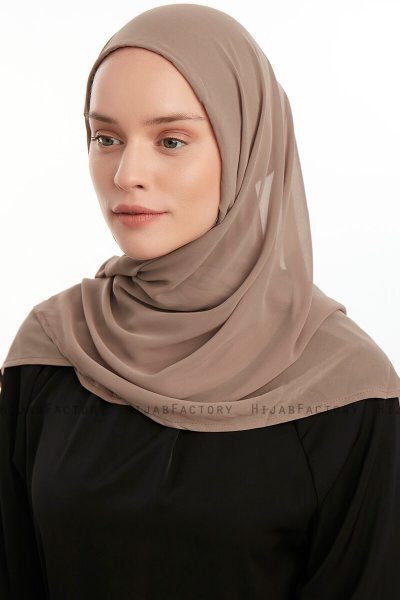 Eylem - Hijab Chiffon One Piece Taupe Oscuro