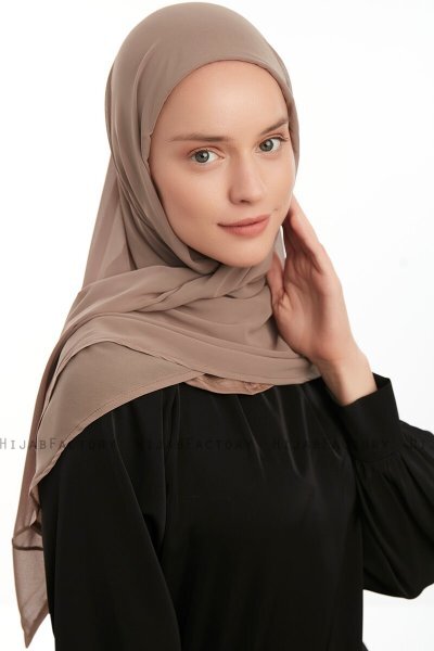 Eylem - Hijab Chiffon One Piece Taupe Oscuro