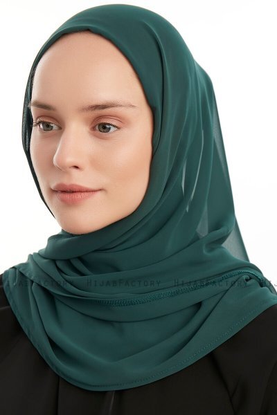 Eylem - Hijab Chiffon One Piece Verde Oscuro