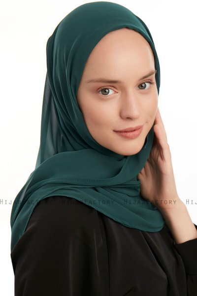 Eylem - Hijab Chiffon One Piece Verde Oscuro