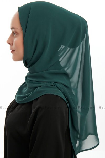Eylem - Hijab Chiffon One Piece Verde Oscuro