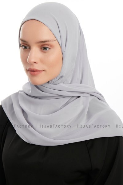 Eylem - Hijab Chiffon One Piece Gris Claro